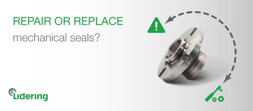 Promotional banner: 'Repair or replace mechanical seals?' featuring a mechanical seal.