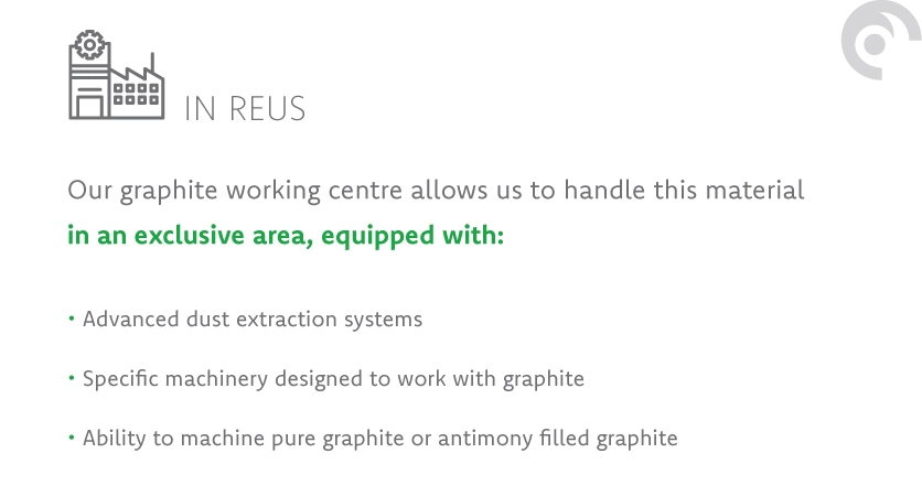 Graphite working centre in Reus with dust extraction systems and specialized machinery